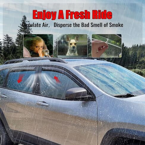 IKON MOTORSPORTS في أقنعة نافذة القناة متوافقة مع 2014-2023 Jeep Cherokee، واقيات المطر من الدخان الأكريليك ذات النمط النحيف، عاكسات الرياح الجانبية للنافذة 4 قطع in Kuwait