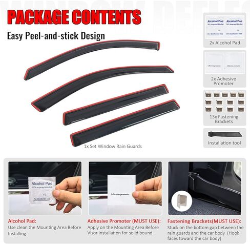 IKON MOTORSPORTS في أقنعة نافذة القناة متوافقة مع 2014-2023 Jeep Cherokee، واقيات المطر من الدخان الأكريليك ذات النمط النحيف، عاكسات الرياح الجانبية للنافذة 4 قطع in Kuwait