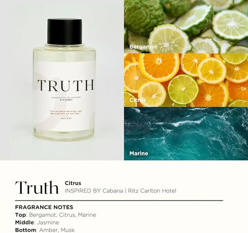 Truth Scent Oil for Diffusers, Inspired by Cabana | Ritz Carlton Hotel, 4 Fl Oz (2 Pack), Luxury Aroma for Hotel, Home, Office, Spa, Aromatherapy, Made USA, Long Lasting, Kids & Pets Friendly in Saudi Arabia