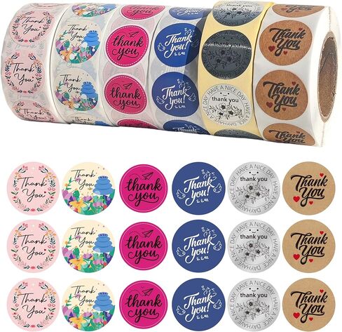 Thank You Stickers Rolls 3000 Pcs, Self-Adhesive Small Stickers 1 Inch, Thank You Labels for Wedding, Businesses, Parties, Baking,6 Rolls of 500 Sheets Each in Saudi Arabia