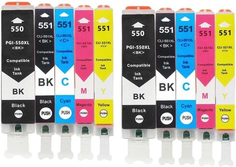 Compatible with PGI550 CLI551 Compatible Ink Cartridges PGI-550 CLI-551 for MG6350 MG7150 IP8750 IP7250 Printers Universal Fit Third Party Replacement(3SET) in Saudi Arabia