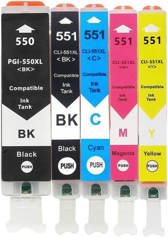 Compatible with PGI550 CLI551 Compatible Ink Cartridges PGI-550 CLI-551 for MG6350 MG7150 IP8750 IP7250 Printers Universal Fit Third Party Replacement(3SET) in Saudi Arabia