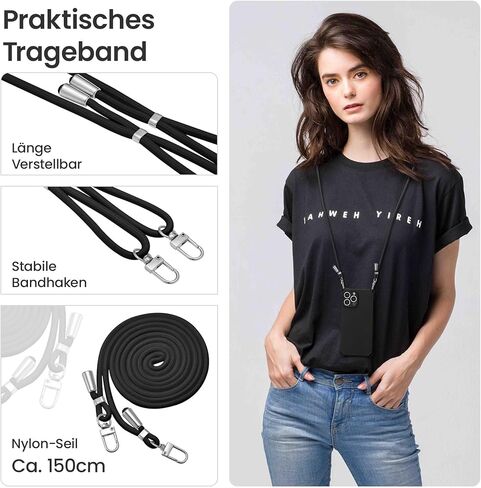 ZCDAYE for iPhone 11 Case with Crossbody Phone Lanyard, Soft Silicone Case with Adjustable Neck Shoulder Strap, Shockproof Phone Cover for iPhone 11(6.1 inch) - Black in Kuwait