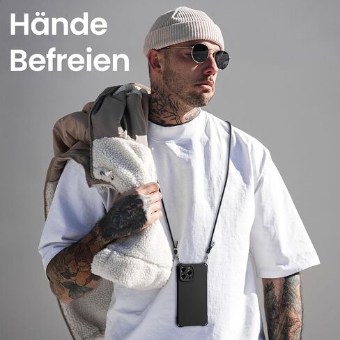 ZCDAYE for iPhone 11 Case with Crossbody Phone Lanyard, Soft Silicone Case with Adjustable Neck Shoulder Strap, Shockproof Phone Cover for iPhone 11(6.1 inch) - Black in Kuwait