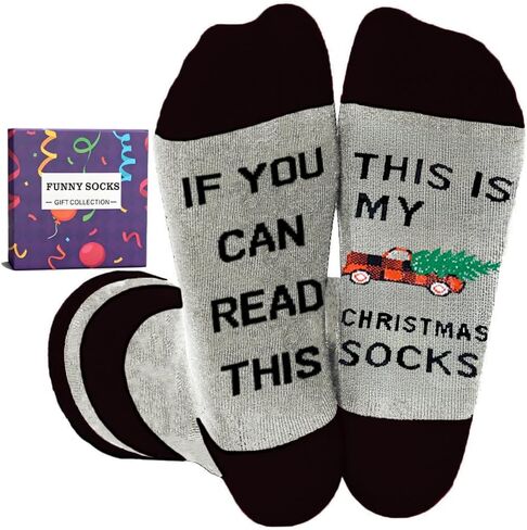 Christmas Socks for Women Men Funny Novelty Xmas Stocking Stuffers Crew Unisex Crazy Cotton Socks in Saudi Arabia