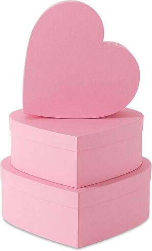 Soul & Lane Pink Heart Shaped Gift Boxes with Lids: Set of 3 Cardboard Heart Shaped Boxes for Flowers, Chocolates, and Presents, Large Gift Box for Flower Arrangements and Valentine’s Day Gifts in Saudi Arabia