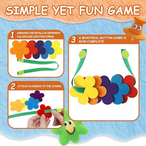 Tegeme 12 Sets Felt Buttoning Game Felt Craft Flower Buttoning Practice for Kids Montessori Practical Craft for Fine Motor Skills, Preschool Curriculum, Primary and Secondary Colors, Rainbow Activity in Saudi Arabia