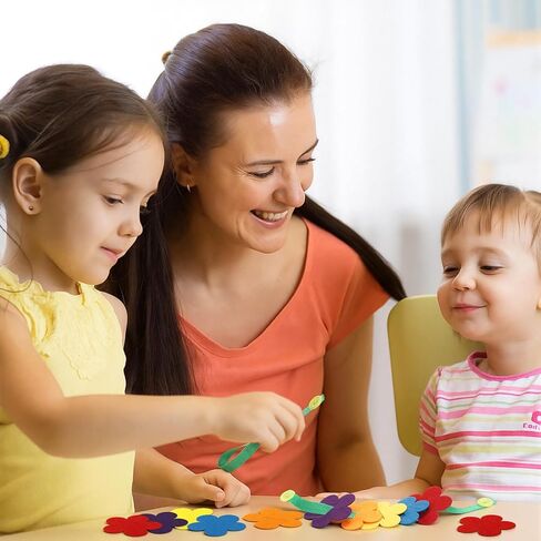 Tegeme 12 Sets Felt Buttoning Game Felt Craft Flower Buttoning Practice for Kids Montessori Practical Craft for Fine Motor Skills, Preschool Curriculum, Primary and Secondary Colors, Rainbow Activity in Saudi Arabia
