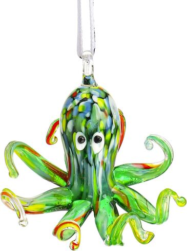 2in Decorative Hanging Glass Octopus Hanging Ornament Art Glass Blown Sea Animal Figurine Decor Gifts in Saudi Arabia