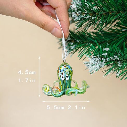 2in Decorative Hanging Glass Octopus Hanging Ornament Art Glass Blown Sea Animal Figurine Decor Gifts in Saudi Arabia