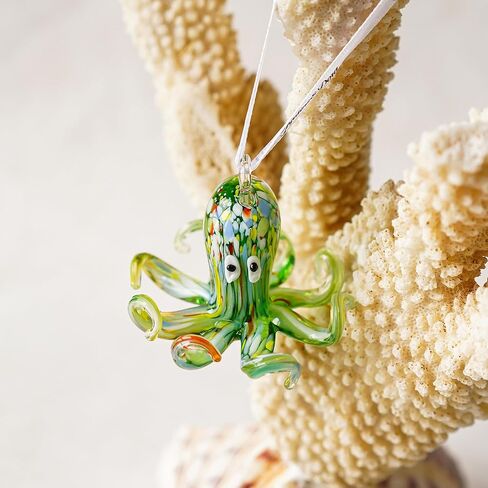 2in Decorative Hanging Glass Octopus Hanging Ornament Art Glass Blown Sea Animal Figurine Decor Gifts in Saudi Arabia
