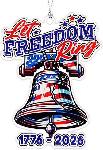 250 عامًا من الزخرفة الأمريكية، زخارف معلقة لنافذة سيارة الشجرة، 1776-2026 ديكور جرس الحرية، يوم الاستقلال الأمريكي، ديكور 4 يوليو، هدية للمواطنين الأمريكيين، ديكور جامعي وطني in Kuwait