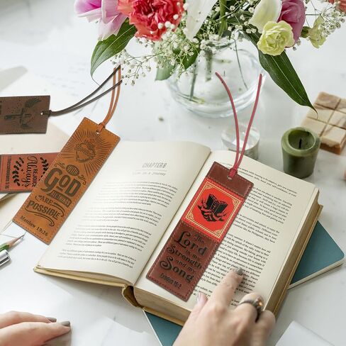 علامات الكتاب المقدس الجلدية المرجعية لقراءة النساء والرجال هدايا عشاق الكتب المدرسية، علامات الكتاب المقدس المرجعية الدينية المسيحية القديمة المخيطة يدويًا، علامات الكتاب المقدس الملهمة in Kuwait
