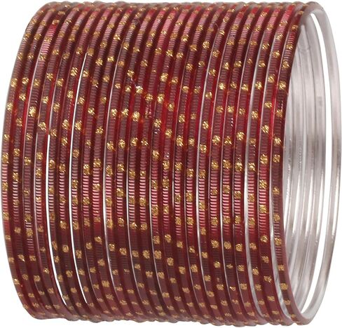 Touchstone Large Indian Bangles for Women Jewelry American Size Stackable chudiyan Colorful Fancy churi Set Metal Bracelets Jewellery Golden dots Vintage Textured Colors in Saudi Arabia