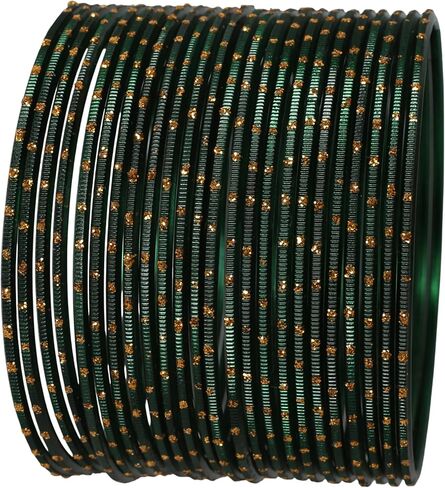 Touchstone Large Indian Bangles for Women Jewelry American Size Stackable chudiyan Colorful Fancy churi Set Metal Bracelets Jewellery Golden dots Vintage Textured Colors in Saudi Arabia