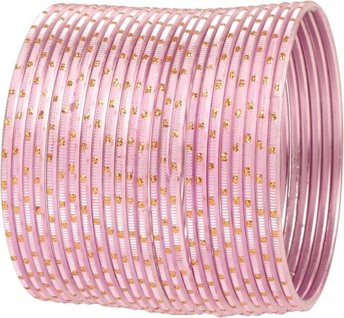 Touchstone Large Indian Bangles for Women Jewelry American Size Stackable chudiyan Colorful Fancy churi Set Metal Bracelets Jewellery Golden dots Vintage Textured Colors in Saudi Arabia