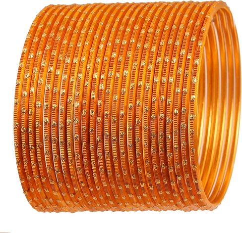 Touchstone Large Indian Bangles for Women Jewelry American Size Stackable chudiyan Colorful Fancy churi Set Metal Bracelets Jewellery Golden dots Vintage Textured Colors in Saudi Arabia