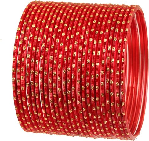 Touchstone Large Indian Bangles for Women Jewelry American Size Stackable chudiyan Colorful Fancy churi Set Metal Bracelets Jewellery Golden dots Vintage Textured Colors in Saudi Arabia