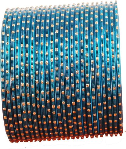 Touchstone Large Indian Bangles for Women Jewelry American Size Stackable chudiyan Colorful Fancy churi Set Metal Bracelets Jewellery Golden dots Vintage Textured Colors in Saudi Arabia