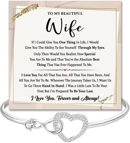 To My Wife Bracelet From Husband, Romantic Infinity Bracelet Gift For Wifes, Inspirational Christmas Birthday Gifts For Your Wife, Star Heart Bracelets With Heartfelt Message Card & Gift Box in Kuwait