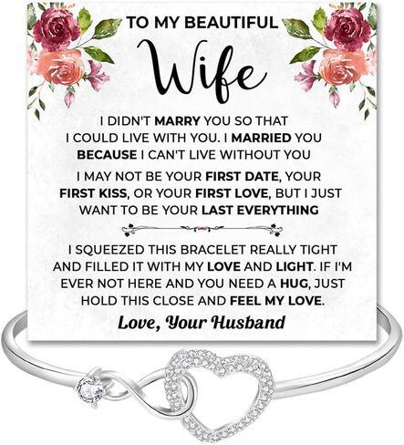 To My Wife Bracelet From Husband, Romantic Infinity Bracelet Gift For Wifes, Inspirational Christmas Birthday Gifts For Your Wife, Star Heart Bracelets With Heartfelt Message Card & Gift Box in Saudi Arabia