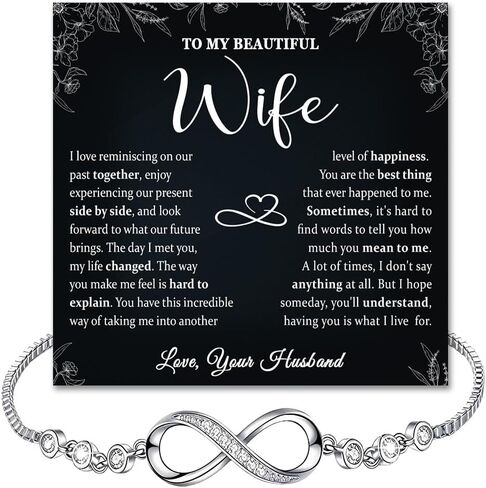 To My Wife Bracelet From Husband, Romantic Infinity Bracelet Gift For Wifes, Inspirational Christmas Birthday Gifts For Your Wife, Star Heart Bracelets With Heartfelt Message Card & Gift Box in Saudi Arabia