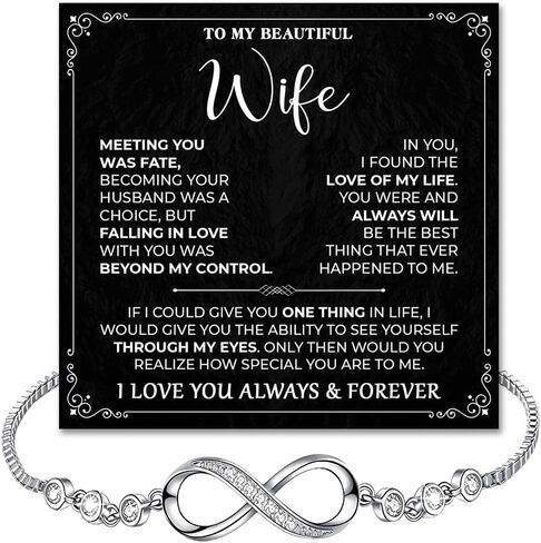 To My Wife Bracelet From Husband, Romantic Infinity Bracelet Gift For Wifes, Inspirational Christmas Birthday Gifts For Your Wife, Star Heart Bracelets With Heartfelt Message Card & Gift Box in Saudi Arabia