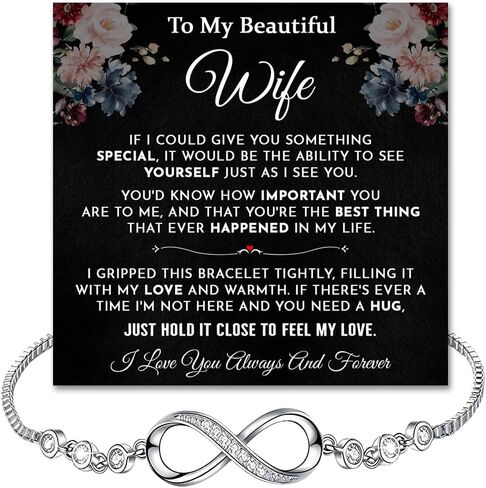 To My Wife Bracelet From Husband, Romantic Infinity Bracelet Gift For Wifes, Inspirational Christmas Birthday Gifts For Your Wife, Star Heart Bracelets With Heartfelt Message Card & Gift Box in Saudi Arabia