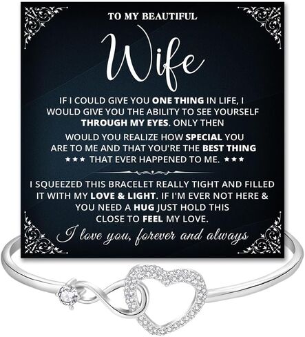 To My Wife Bracelet From Husband, Romantic Infinity Bracelet Gift For Wifes, Inspirational Christmas Birthday Gifts For Your Wife, Star Heart Bracelets With Heartfelt Message Card & Gift Box in Saudi Arabia