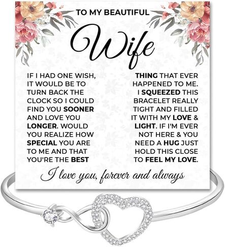 To My Wife Bracelet From Husband, Romantic Infinity Bracelet Gift For Wifes, Inspirational Christmas Birthday Gifts For Your Wife, Star Heart Bracelets With Heartfelt Message Card & Gift Box in Saudi Arabia