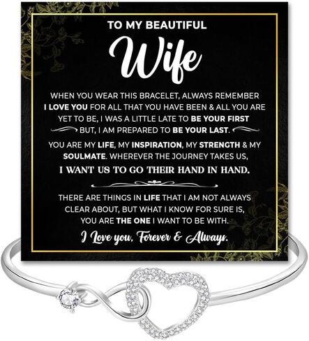 To My Wife Bracelet From Husband, Romantic Infinity Bracelet Gift For Wifes, Inspirational Christmas Birthday Gifts For Your Wife, Star Heart Bracelets With Heartfelt Message Card & Gift Box in Saudi Arabia