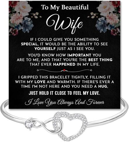 To My Wife Bracelet From Husband, Romantic Infinity Bracelet Gift For Wifes, Inspirational Christmas Birthday Gifts For Your Wife, Star Heart Bracelets With Heartfelt Message Card & Gift Box in Saudi Arabia
