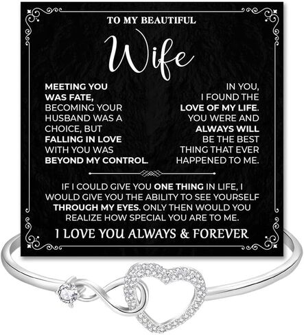 To My Wife Bracelet From Husband, Romantic Infinity Bracelet Gift For Wifes, Inspirational Christmas Birthday Gifts For Your Wife, Star Heart Bracelets With Heartfelt Message Card & Gift Box in Saudi Arabia