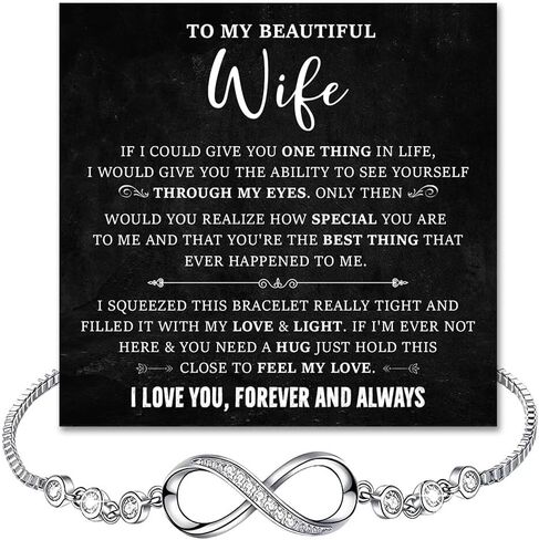 To My Wife Bracelet From Husband, Romantic Infinity Bracelet Gift For Wifes, Inspirational Christmas Birthday Gifts For Your Wife, Star Heart Bracelets With Heartfelt Message Card & Gift Box in Saudi Arabia