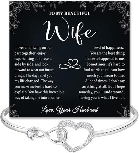 To My Wife Bracelet From Husband, Romantic Infinity Bracelet Gift For Wifes, Inspirational Christmas Birthday Gifts For Your Wife, Star Heart Bracelets With Heartfelt Message Card & Gift Box in Saudi Arabia