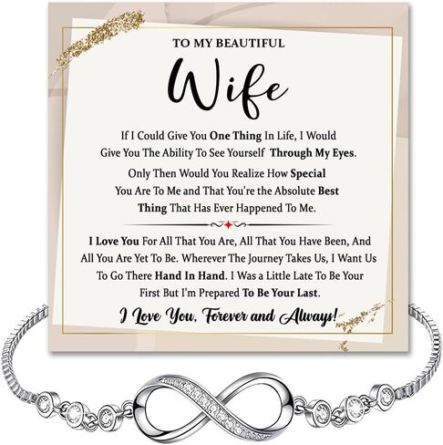 To My Wife Bracelet From Husband, Romantic Infinity Bracelet Gift For Wifes, Inspirational Christmas Birthday Gifts For Your Wife, Star Heart Bracelets With Heartfelt Message Card & Gift Box in Saudi Arabia