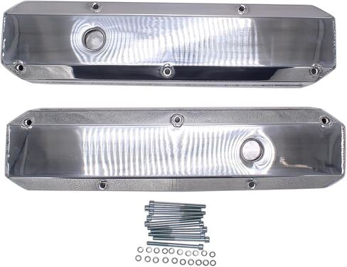 1 Set SHLPDFM Valve Covers Silver Polished Aluminum Tall Valve Covers Fits for Small Block Chrysler Mopar Plymouth 318 340 360 in Saudi Arabia