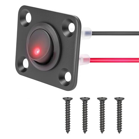 1 عصابة مستديرة نقطة مضاءة الروك التبديل تبديل لوحة معدنية 20A 12 فولت تيار مستمر تشغيل/إيقاف SPST التبديل التحكم للمنزل السيارات سيارة البحرية قارب ، أحمر in Kuwait