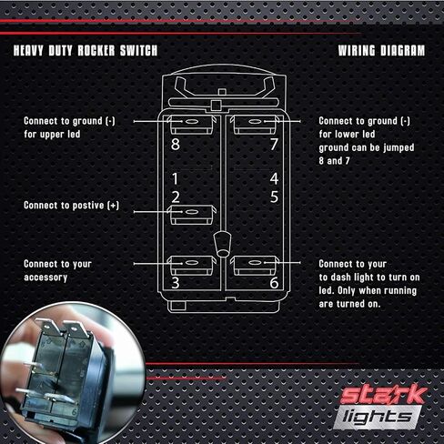 HAZARD FLASHERS - Red - STARK 5-PIN HORIZONTAL Laser Etched LED Rocker Switch Dual Light - 20A 12V ON/OFF in Kuwait