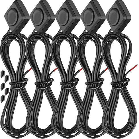 5PCS Momentary Push Button Switch 12V 24V 1m Prewired Cable Urface Mount ON/Off Horn Buttons Mini Square Switch Black with Wiring Buckle for Control Car Wipers LED Lights Fans DIY in Saudi Arabia