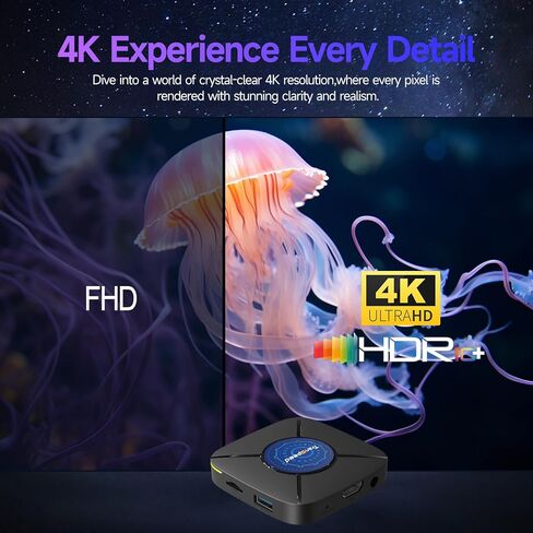 Android TV Box 13.0 4GB 64GB يدعم 8K 6K 2.4G 5.0G WiFi TV Box 2023 مع شرائح RK3528 HDR10 VP9 BT5.0 USB 3.0&2.0 3D 100M Ethernet in Kuwait
