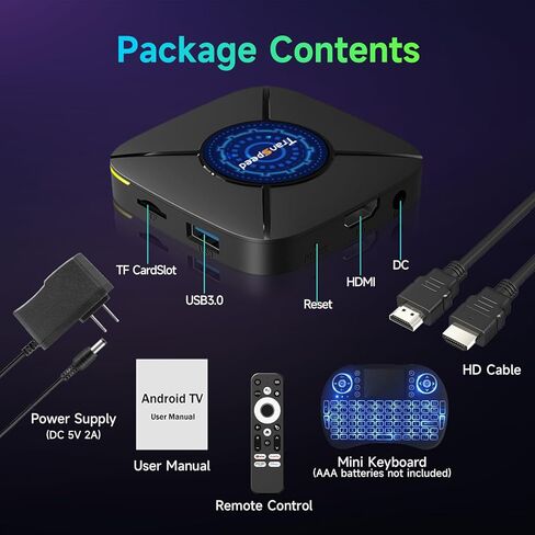 Android TV Box 13.0 4GB 64GB يدعم 8K 6K 2.4G 5.0G WiFi TV Box 2023 مع شرائح RK3528 HDR10 VP9 BT5.0 USB 3.0&2.0 3D 100M Ethernet in Kuwait