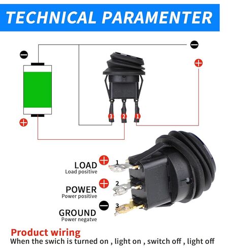 4 قطعة مفتاح مقاوم للماء 12 فولت مفتاح هزاز مستدير SPST 3 دبوس تشغيل/إيقاف LED مضاء مع أسلاك ملحومة مسبقًا لشاحنات السيارات والقوارب in Saudi Arabia