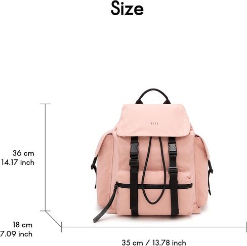 ELLE Women's Large Flap Lightweight Backpack with Buckle Drawstring Closure, Water Repellent in Kuwait