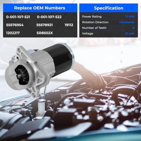 410-24292 كاتب متوافق مع 2012 2013 2014 2015 Buick Encore Chevy Cruze Sonic Trax 1.4L، 12V 1.1KW 9T استبدال في اتجاه عقارب الساعة لـ 0-001-107-521 0-001-107-522 55576954 55578921 19112 1202217 ريال 8502X in Kuwait