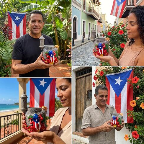 Puerto Rico Souvenirs, Coqui Pencil Holder, Boricua Themed Pen Holder with Taíno Symbols, Atabey, Yúcahu, Moon Goddess, Old San Juan Garita Morro, Hibiscus Puerto Rican Flag Handcrafted Crafts in Saudi Arabia