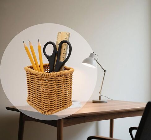 Rattan Pencil Holder, Handmade Woven Pen cup, Remote Control Holder, Utensil Cutlery,Desk Accessories (2) in Saudi Arabia