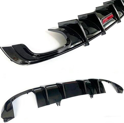 Rear Diffuser Compatible with 2017-2019 Audi A4Sline S4 B9 Rear Bumper Diffuser Lip,Replacement with Red Light,ABS Plastic (Glossy Black Style) in Kuwait