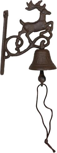 Ebros Gift Cast Iron Rustic Vintage Western Forest Stag Deer Bell Door Wall Dinner Yard Farm Bell Outdoor Farmhouse Cottage Mountain Cabin Lodge Accent Bells in Saudi Arabia