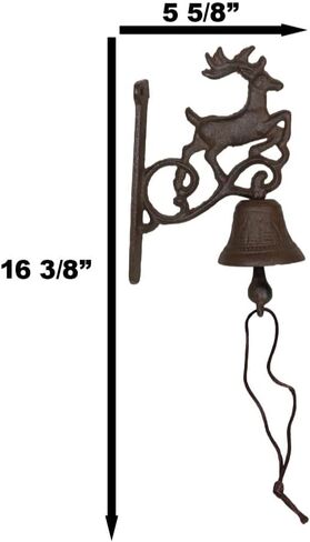 Ebros Gift Cast Iron Rustic Vintage Western Forest Stag Deer Bell Door Wall Dinner Yard Farm Bell Outdoor Farmhouse Cottage Mountain Cabin Lodge Accent Bells in Saudi Arabia